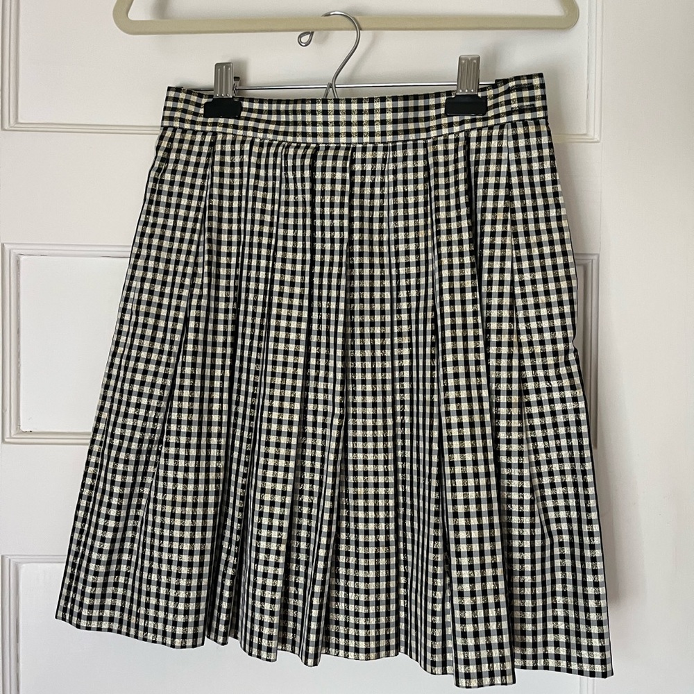 Talbots Black and White Plaid A-Line Skirt